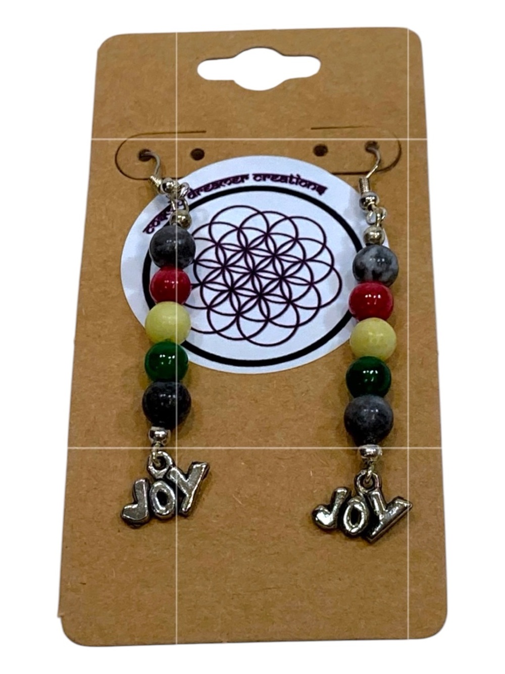 HandmadeBeaded 'Joy' Dangle Rasta hippie gemstone Earrings